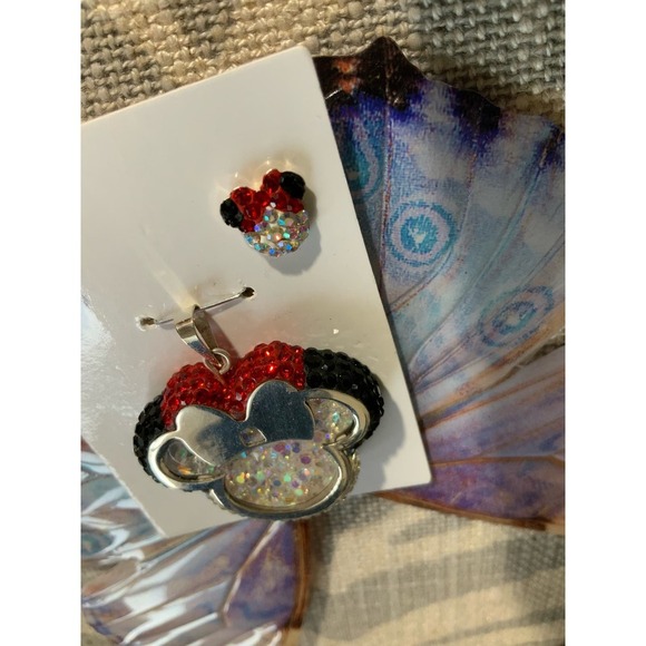 Sterling Silver 925 Minnie Mouse Charm Set with Crystals - Picture 6 of 6